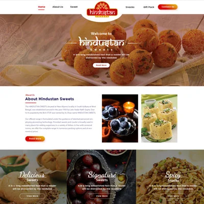 Hindustan Sweets Website Design